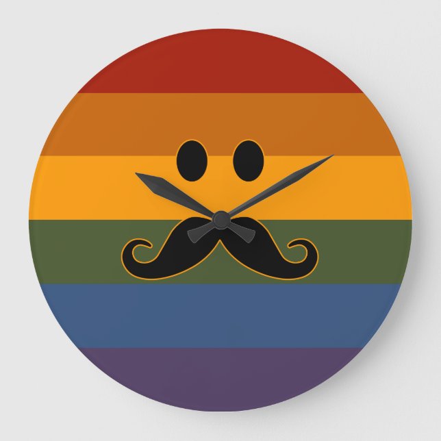 Mustache-Pridets anpassningsbar-väggklocka Stor Klocka (Framsida)