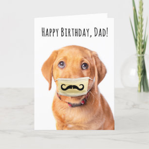 Mustache Puppy från grattis på födelsedagen Pappa Helgkort