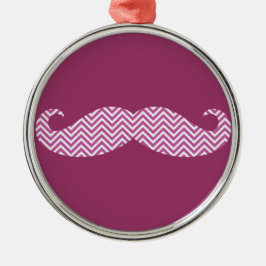 Mustache Radiant Orchid Lila Chevron Mönster Rolig Julgransprydnad Metall