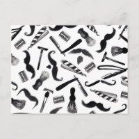 Mustache Razor Shaver Watercolor Barber Mönster