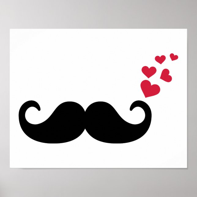 Mustache red hjärtan kärlek poster (Framsidan)