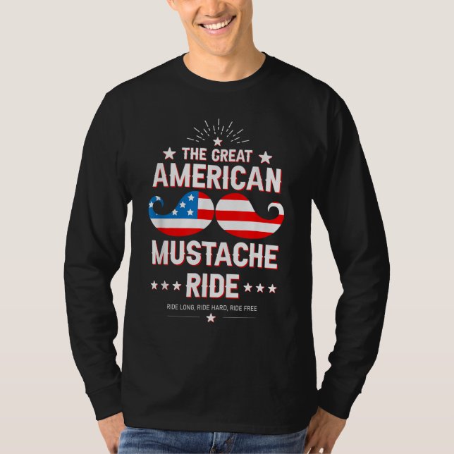 Mustache Rides Presenter T Shirt (Framsida)