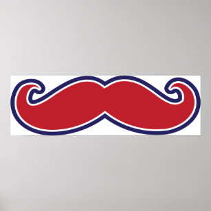 Mustache - Röd, Vit och Blå Poster