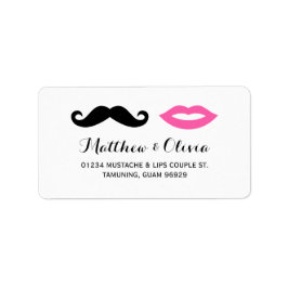 Mustache & Rosa Läppar Bröllop Adressetiketter