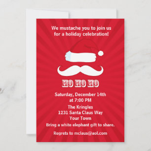Mustache Santa Red Inbjudningar