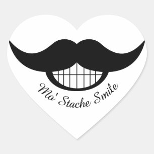 Mustache Smile Hjärtformat Klistermärke