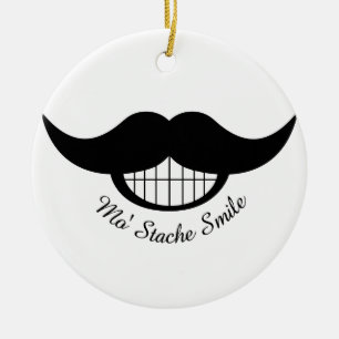 Mustache Smile Julgransprydnad Keramik
