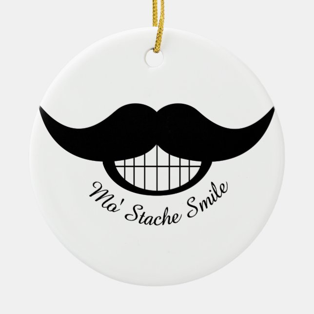 Mustache Smile Julgransprydnad Keramik (Framsidan)