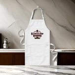 Mustache Smock Apron Barber Logotyp Långt Förkläde<br><div class="desc">Malcolm Sweeny-skript. Barberikon,  trimningsskylt med gyllene sax. Rökning för att skydda kläder. Du kan spela med skriptet och skapa ditt eget.</div>