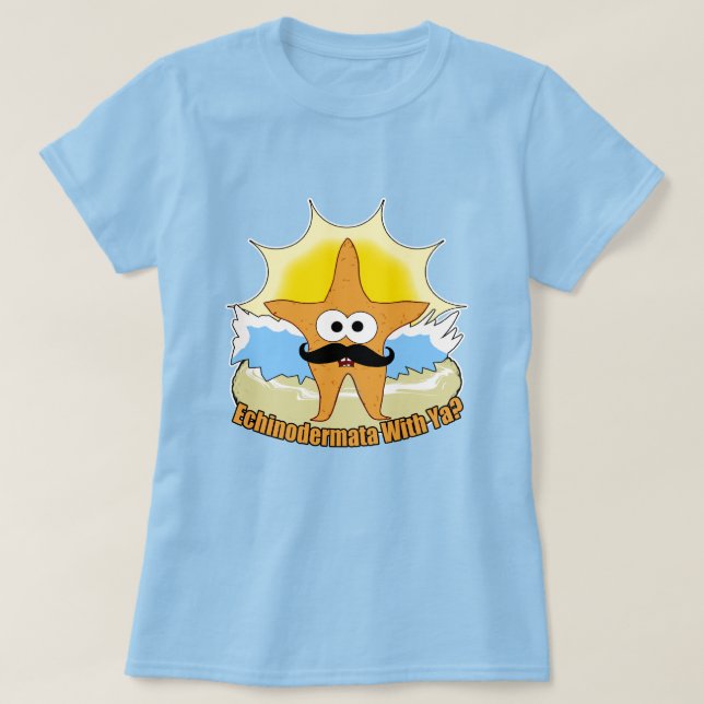 Mustache Starfish Echinodermata Tee Shirt (Design framsida)