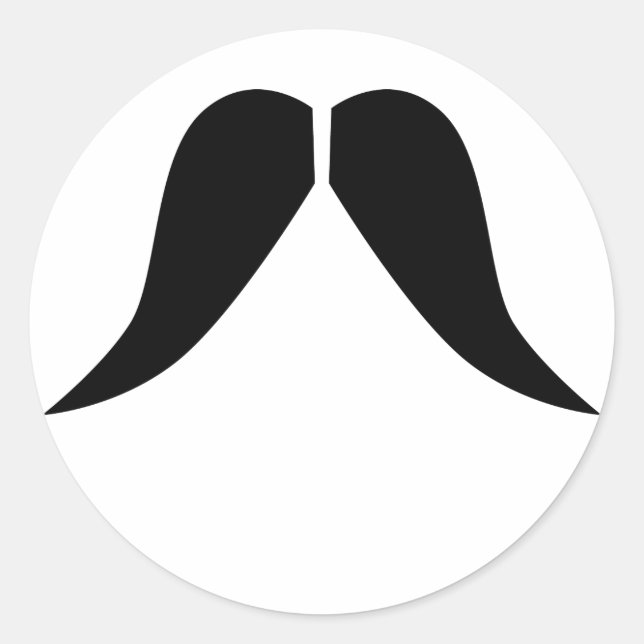 Mustache Sticker Runt Klistermärke (Framsida)