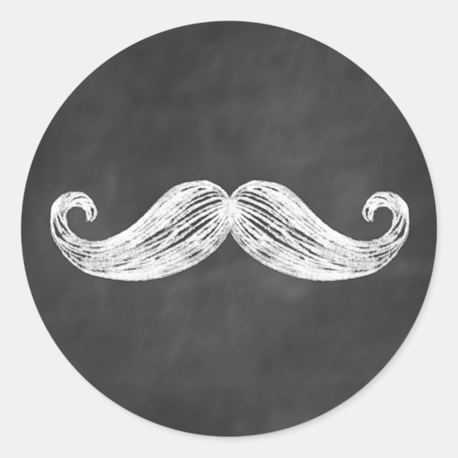Mustache Sticker Runt Klistermärke (Framsida)