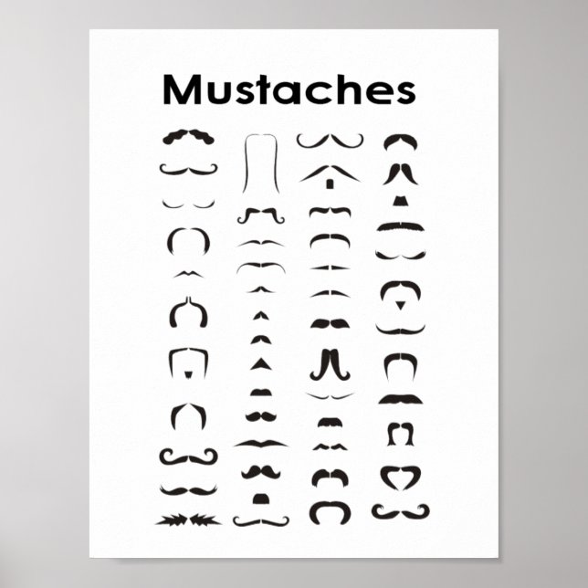 Mustache Stilar Chart Poster Lusnyj Gift (Framsidan)