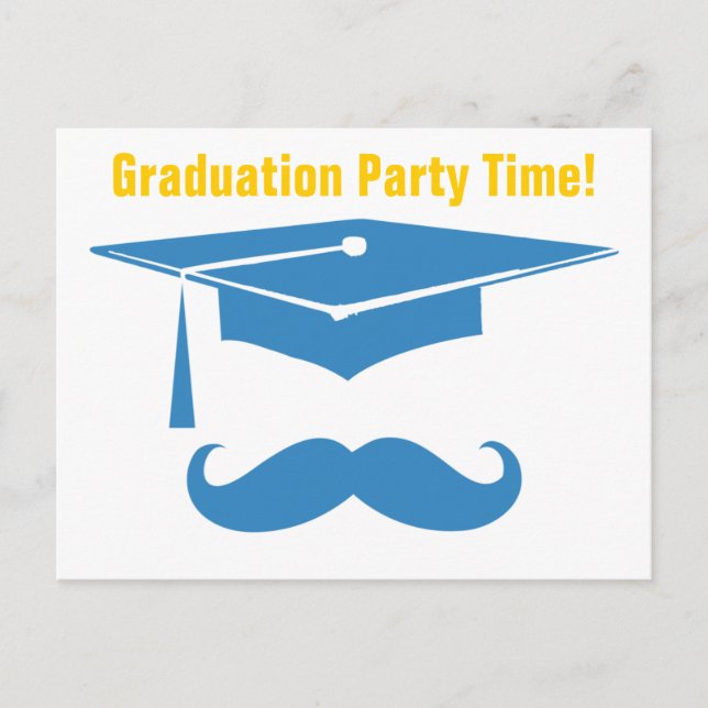 Mustache Studenten Light Blue Inbjudan Vykort (Framsida)