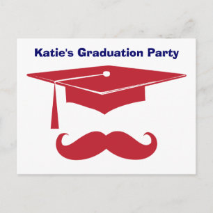 Mustache Studenten Red Inbjudan Vykort