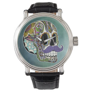Mustache Sugar Skull Watch Armbandsur