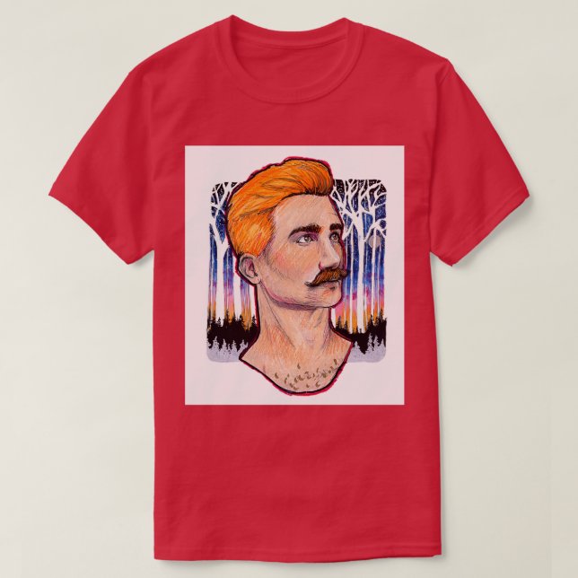 Mustache Sunrise T Shirt (Design framsida)