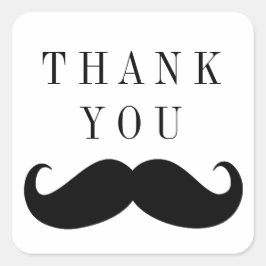 Mustache Tack Sticker Fyrkantigt Klistermärke