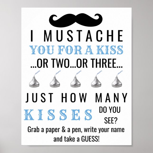 Mustache Theme Baby Shower-spel Poster (Framsidan)