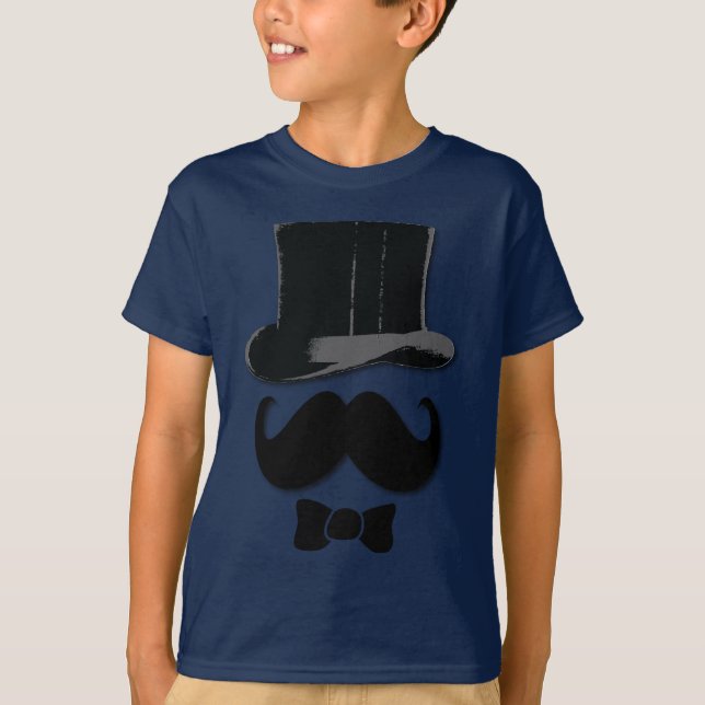 Mustache, top hat och bukslin tee (Framsida)