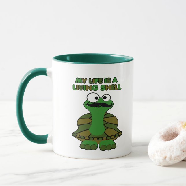Mustache Turtle Living Snäcka Mugg (Med munk)