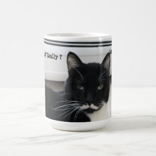 Mustache Tuxedo Cat (allvarligt) Mugg