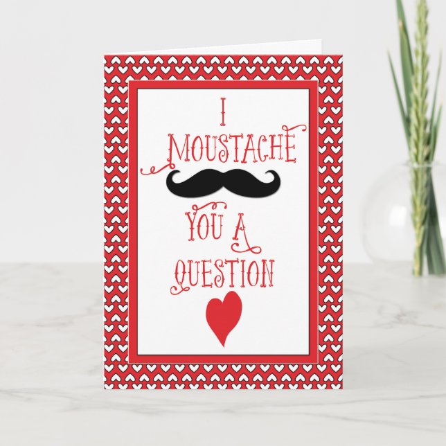 Mustache Valentine Day, Red Hearts Helgkort (Framsida)