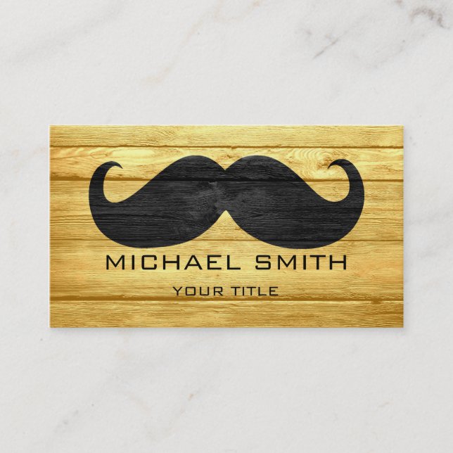 Mustache Vintage Wood #3 Visitkort (Framsida)