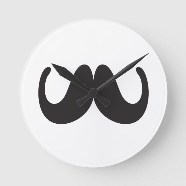 Mustache Wall Clock Rund Klocka (Framsida)