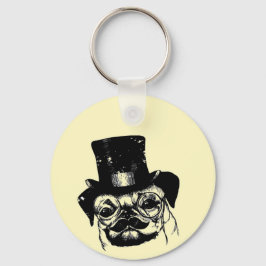 Mustached pug nyckelring