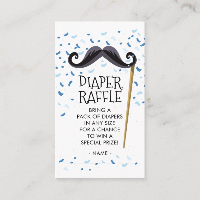 Mustachel Baby Shower Diaper Raffle Biljett Tilläggskort (Framsida)