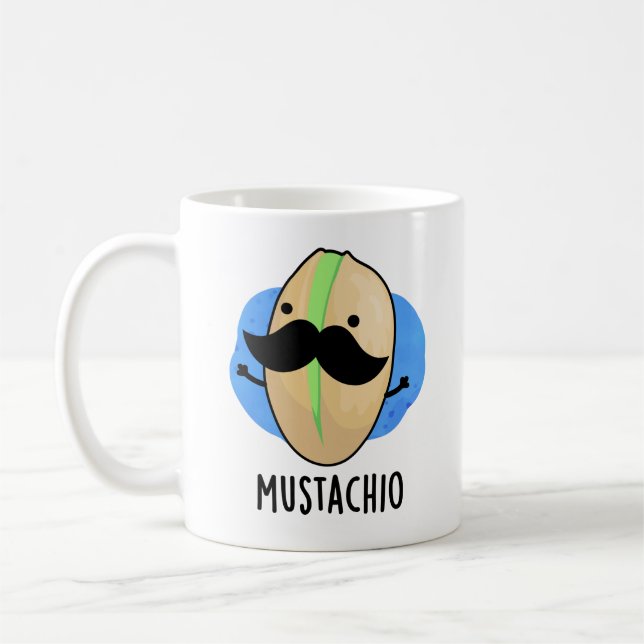 Mustachio Funny Pistachio Mustache Pun Kaffemugg (Vänster)