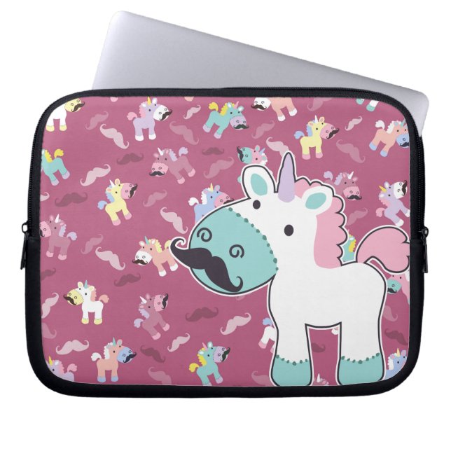 Mustachio Unicornio Laptop Sleeve (Framsidan)