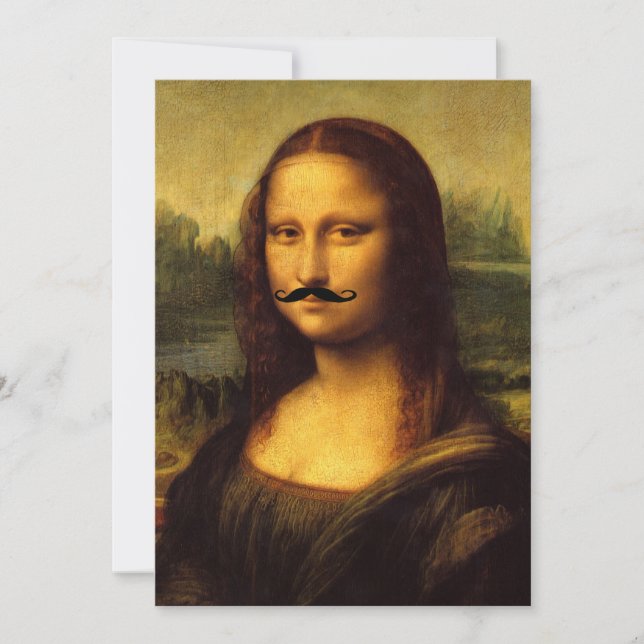 Mustachioed Mona Lisa Inbjudningar (Framsida)