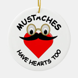 Mustachor har också hjärtan julgransprydnad keramik
