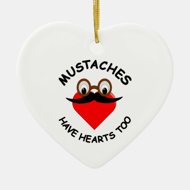 Mustachor har också hjärtan julgransprydnad keramik (Framsidan)