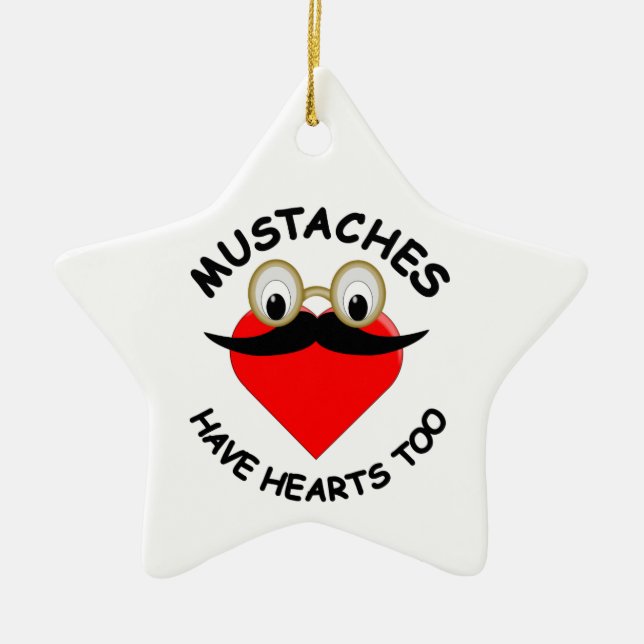 Mustachor har också hjärtan julgransprydnad keramik (Framsidan)