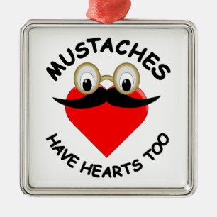 Mustachor har också hjärtan julgransprydnad metall