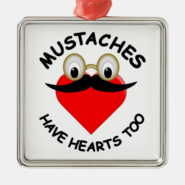 Mustachor har också hjärtan julgransprydnad metall (Framsidan)