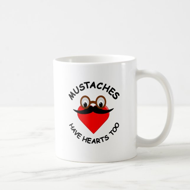 Mustachor har också hjärtan kaffemugg (Höger)