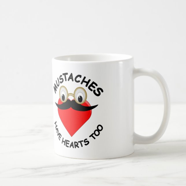 Mustachor har också hjärtan kaffemugg (Höger)
