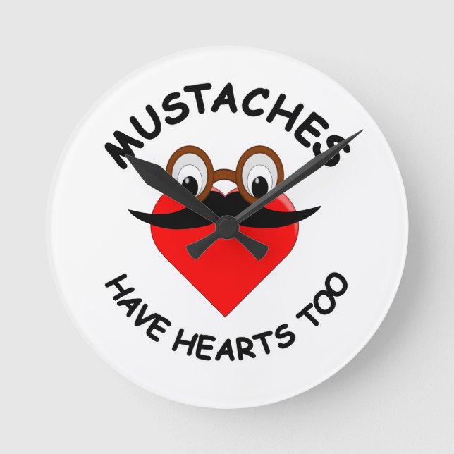 Mustachor har också hjärtan rund klocka (Framsida)