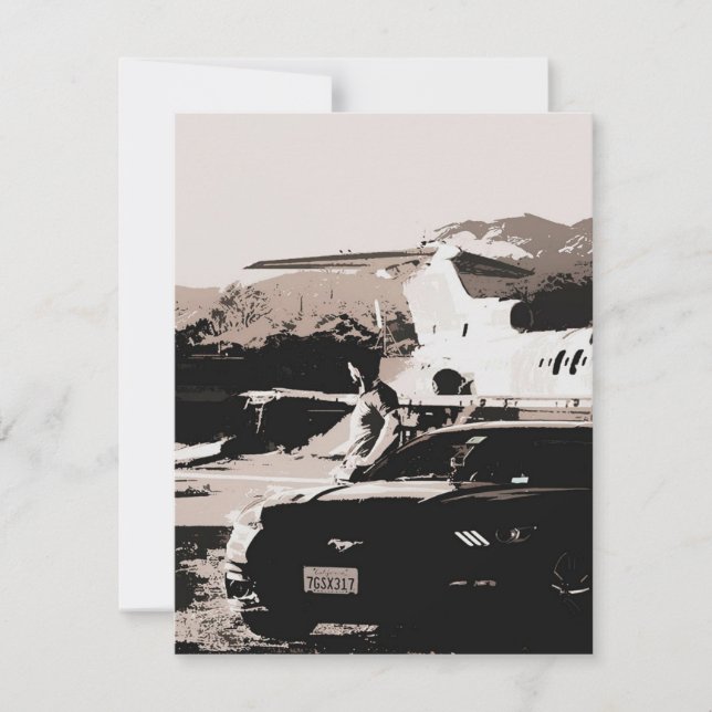 Mustang-ägare väntar på konst| present till polisj inbjudningar (Framsida)