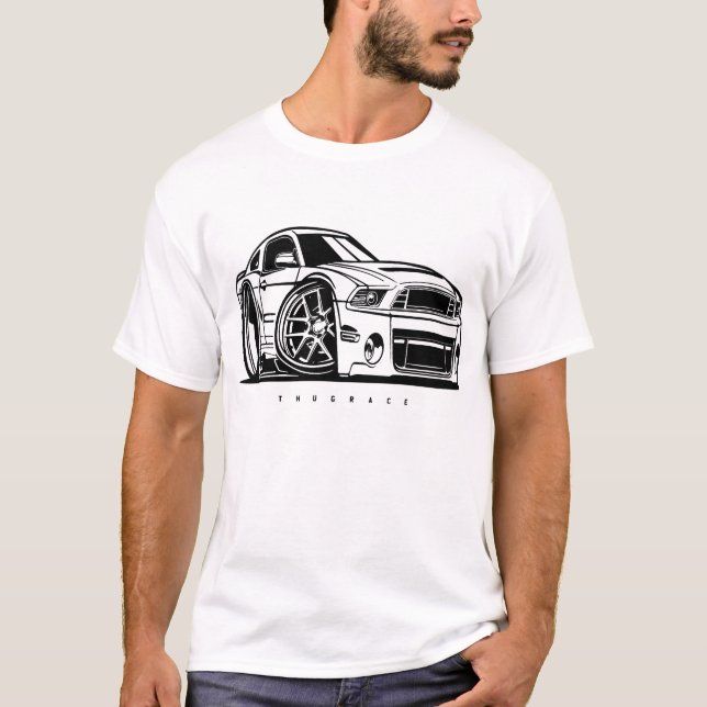 Mustang Femte generalen S197 Toon Art Car Enthusia T Shirt (Framsida)