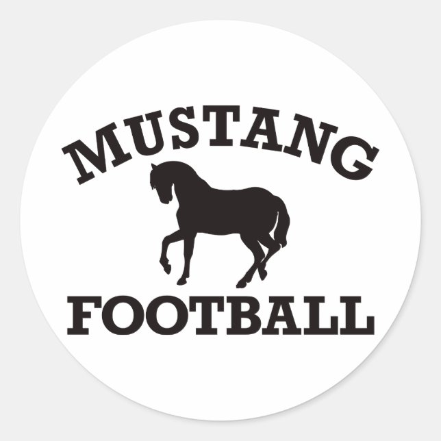 Mustang Football Runt Klistermärke (Framsida)