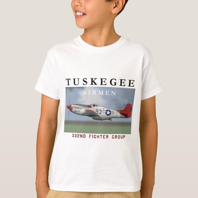 Mustang "för röd svan" för P51D T-shirt (Framsida)