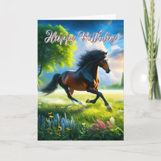 Mustang Häst Glad Födelsedag  Kort (Framsida)