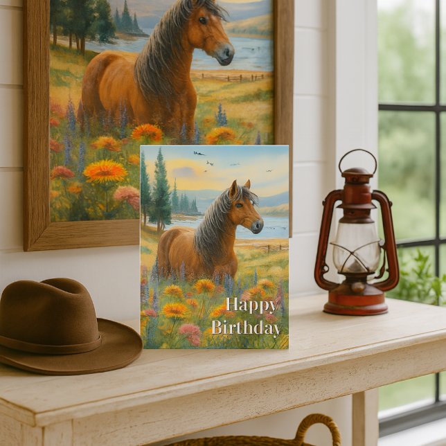 Mustang Horse Birthday Horse Lover Greeting Card Kort (Skapare uppladdad)