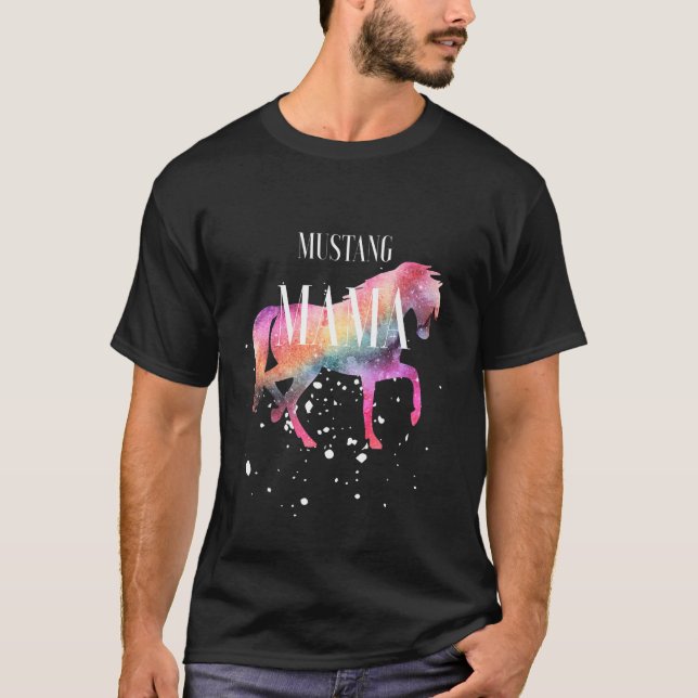 Mustang Horse Mama Galaxy Horse Girl Equestrian St T Shirt (Framsida)