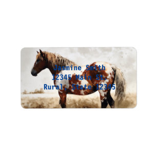 Mustang Horse Painting Adressetikett